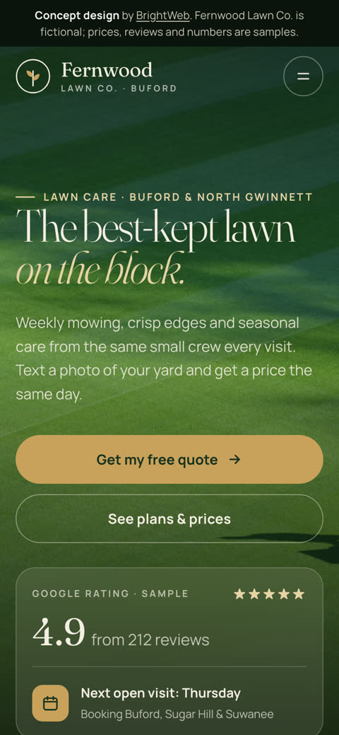 Fernwood Lawn Co. demo on a phone
